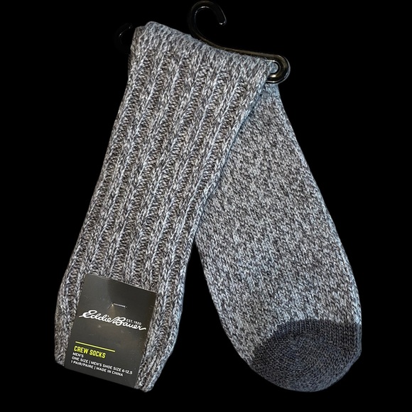 NWT Eddie Bauer Men’s Gray Wool Merino Crew Socks - Picture 1 of 2